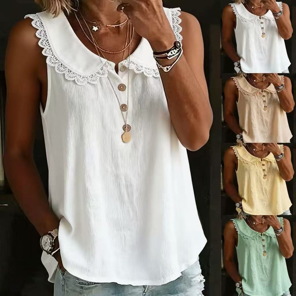 Shirt Camp Collar - New 2026 Women's Summer Sleeveless Lapel