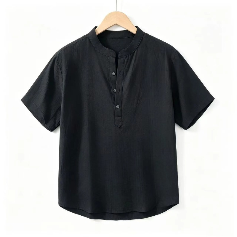 Summer Mens Short Sleeve Shirt - Linen Shirt Breathable 评论和价格