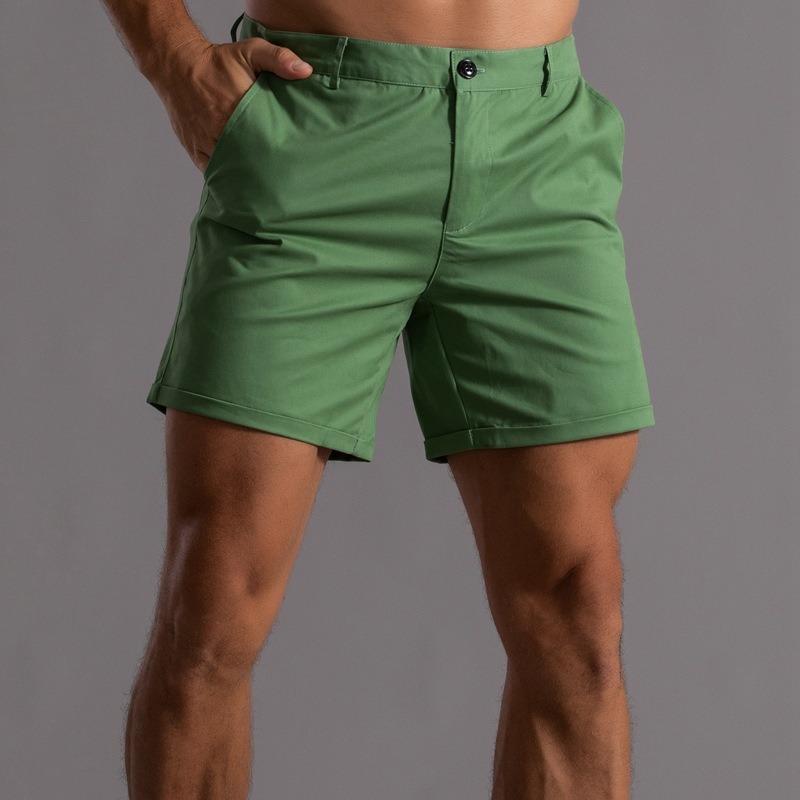 Men Slim Fit Chino Shorts Roll - Shorts Chino Slim 评论和价格