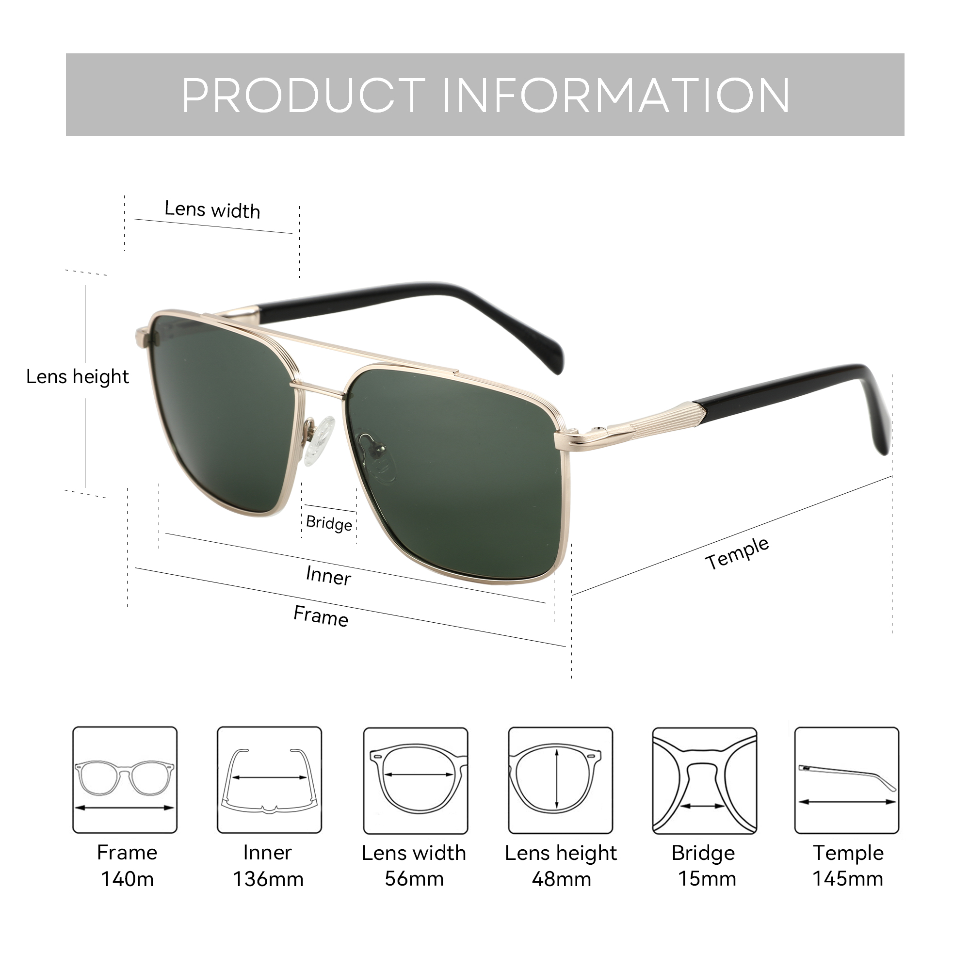 BLUEMOKY L Size Fashion Metal  - Sunglasses Aviator Polarized 评论和价格