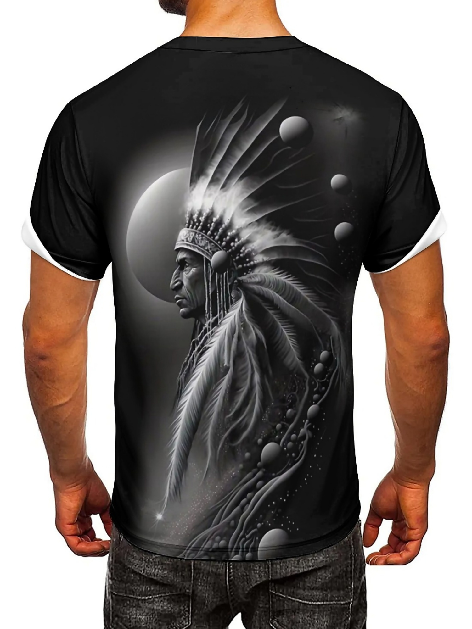 Men's 3D Printed Tribal Chieft - Tee Graphic Print 评论和价格
