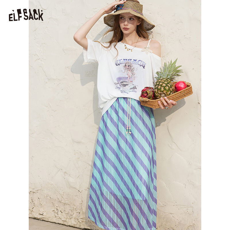 ELFSACK Women's Off Shoulder W - Tee Graphic Print 评论和价格