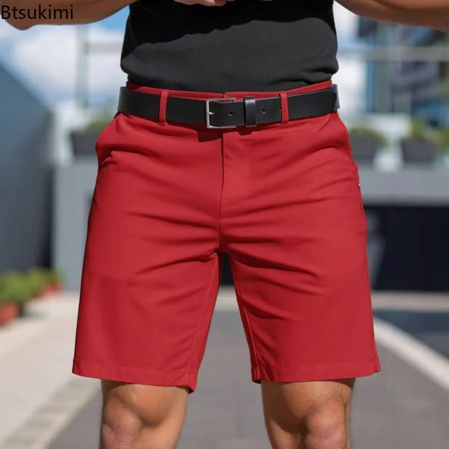 Summer New Mens Solid Slim Chi - Shorts Chino Slim 评论和价格