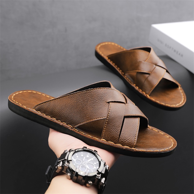 Genuine Leather Men Casual San - Flip Flop Leather Men 评论和价格