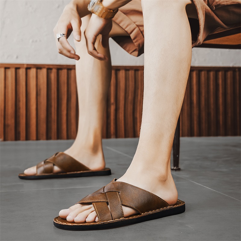 Genuine Leather Men Casual San - Flip Flop Leather Men 评论和价格