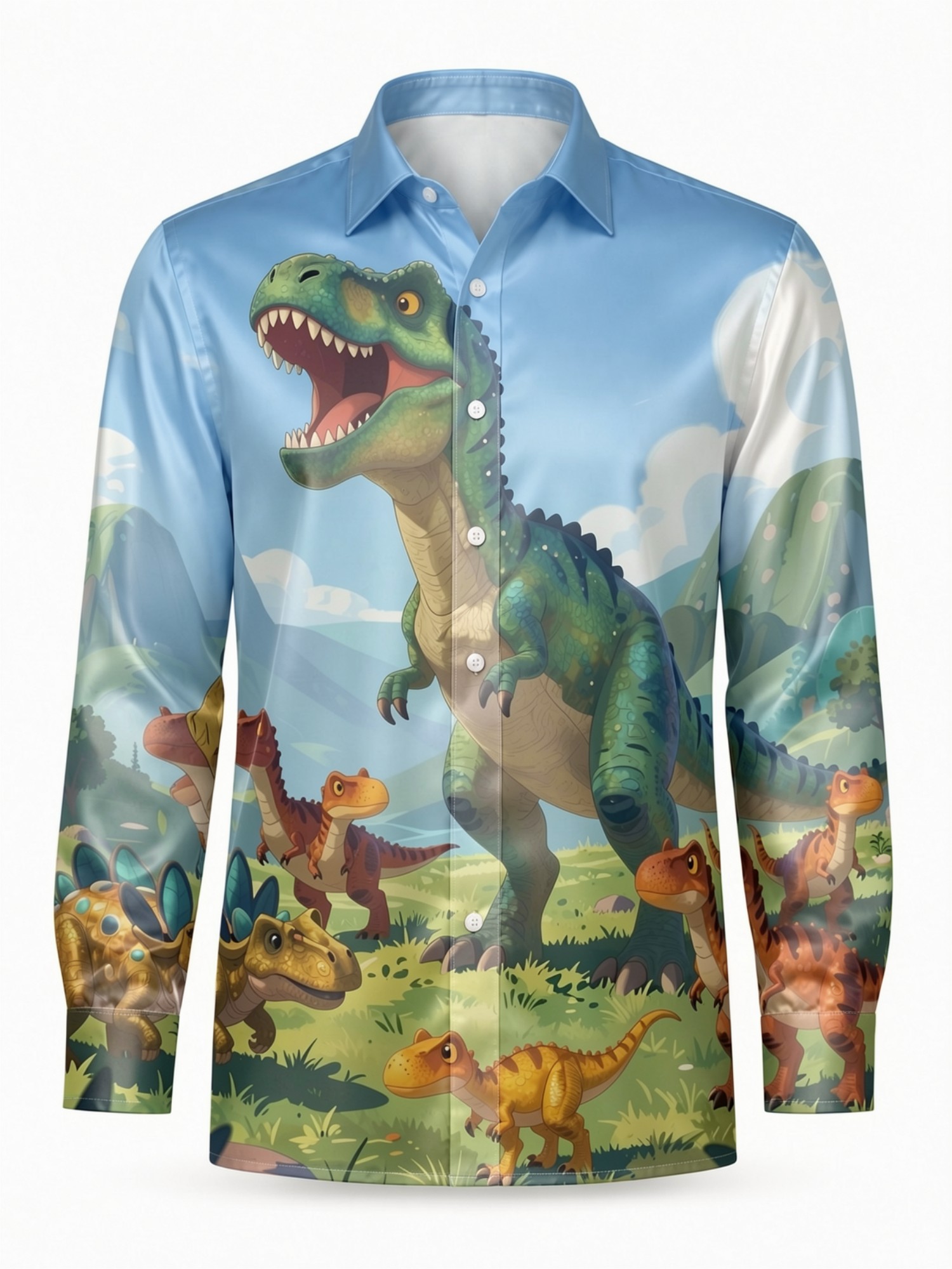 Mens Fashion Satin Long Sleeve - Resort Shirt Floral 评论和价格