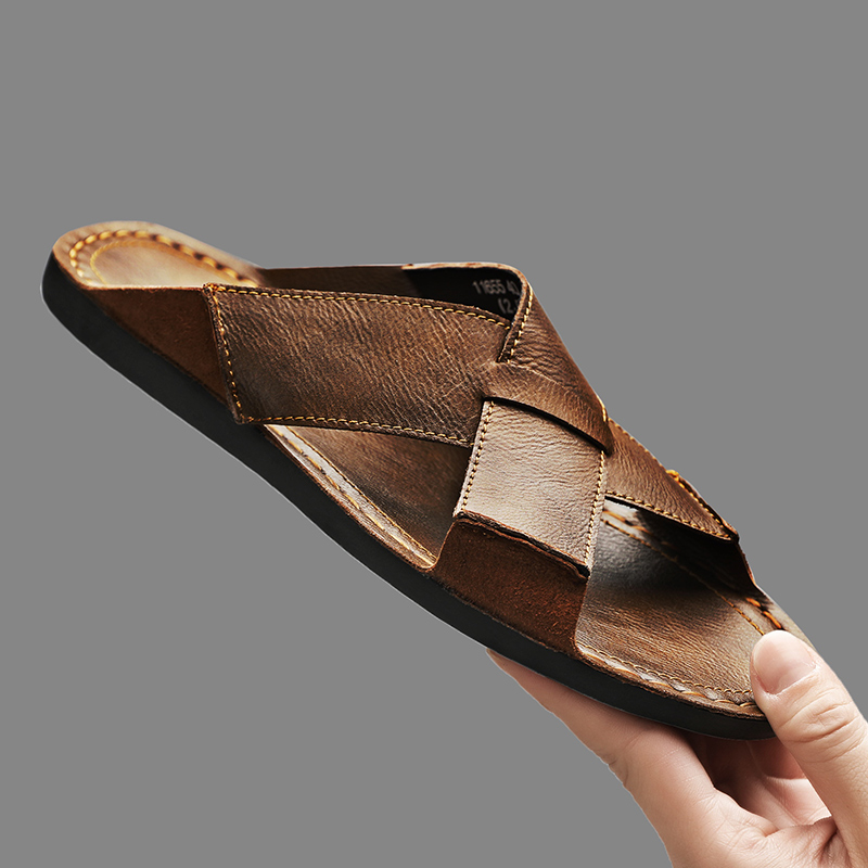 Fashion Genuine Leather Men Sl - Flip Flop Leather Men 评论和价格
