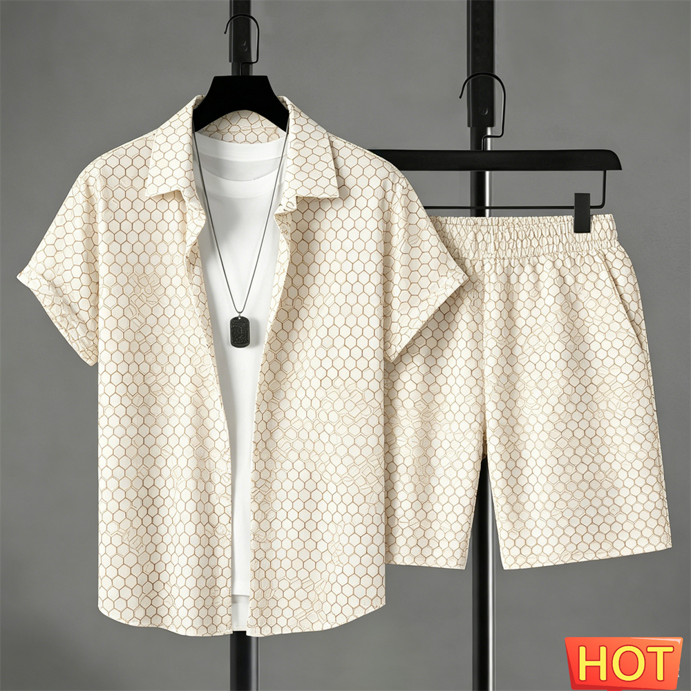 Summer Outfits Man Shirt Set G - Shirt Camp Collar 评论和价格