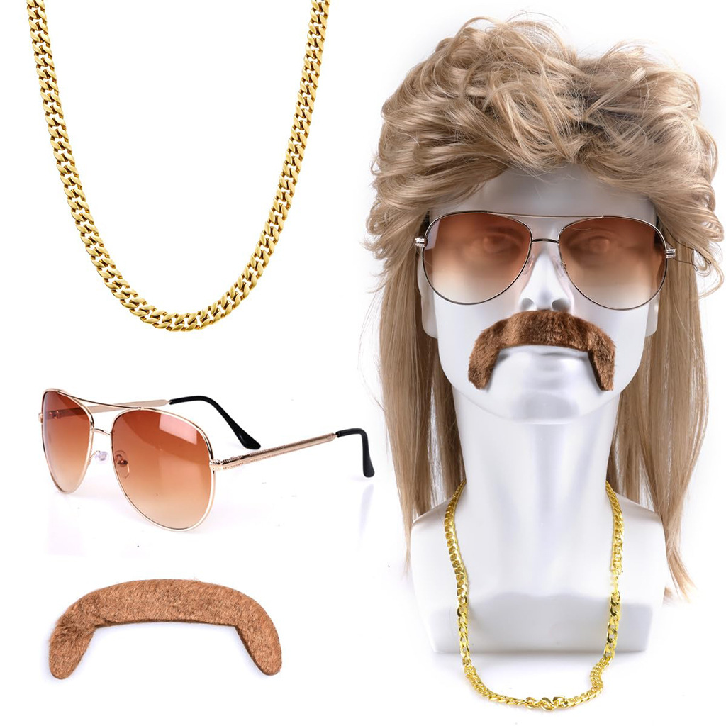 80s Disco Synthetic Wig Set Go - Sunglass Retainer Cord 评论和价格