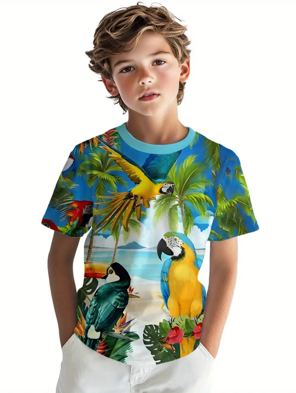 Kids' Tropical Macaw Parrots B - Tee Graphic Print 评论和价格