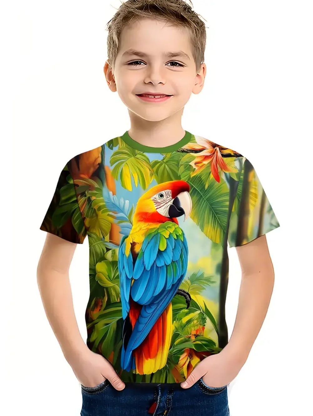 Kids' Tropical Macaw Parrots B - Tee Graphic Print 评论和价格