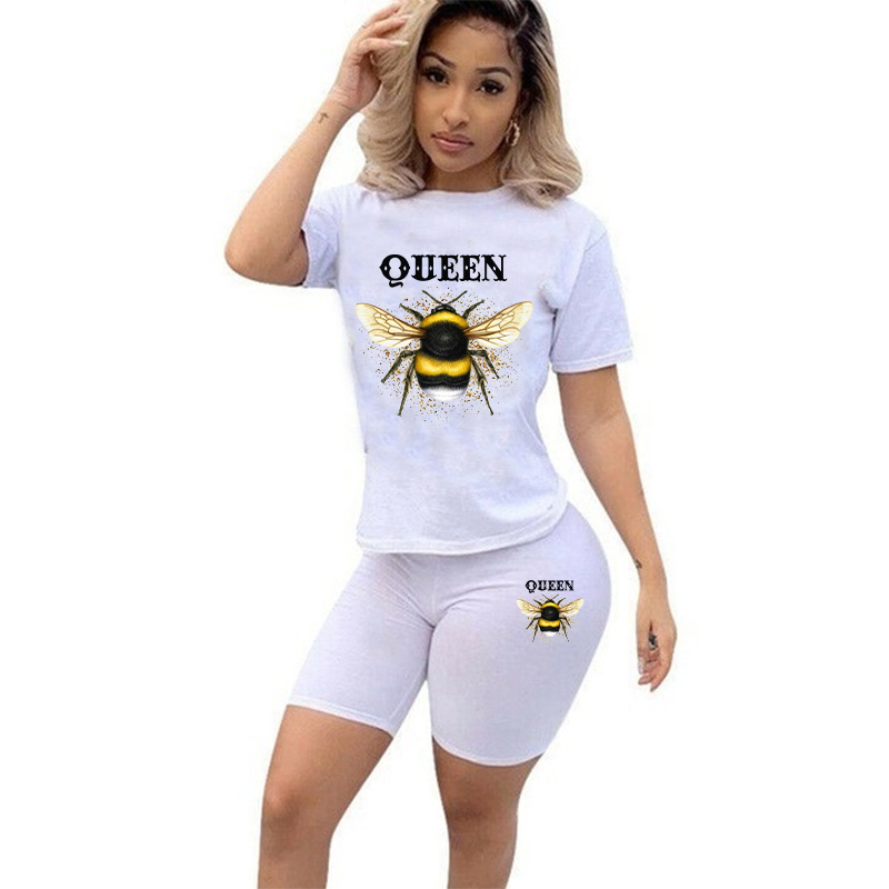 Women Two Piece Set Summer Sho - Tee Graphic Print 评论和价格