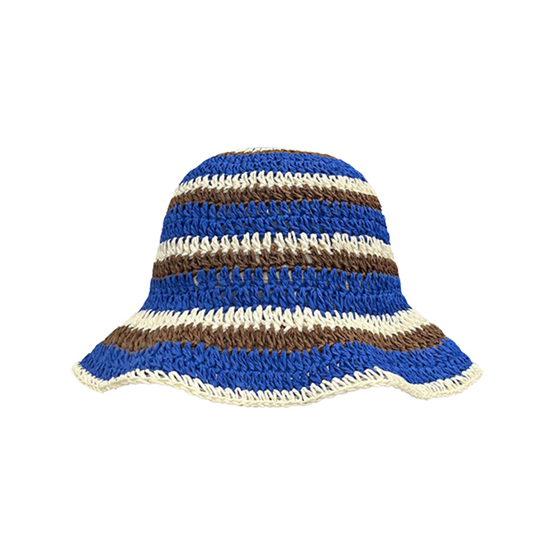 New Striped Knitted Straw Croc - Bucket Hat Straw 评论和价格