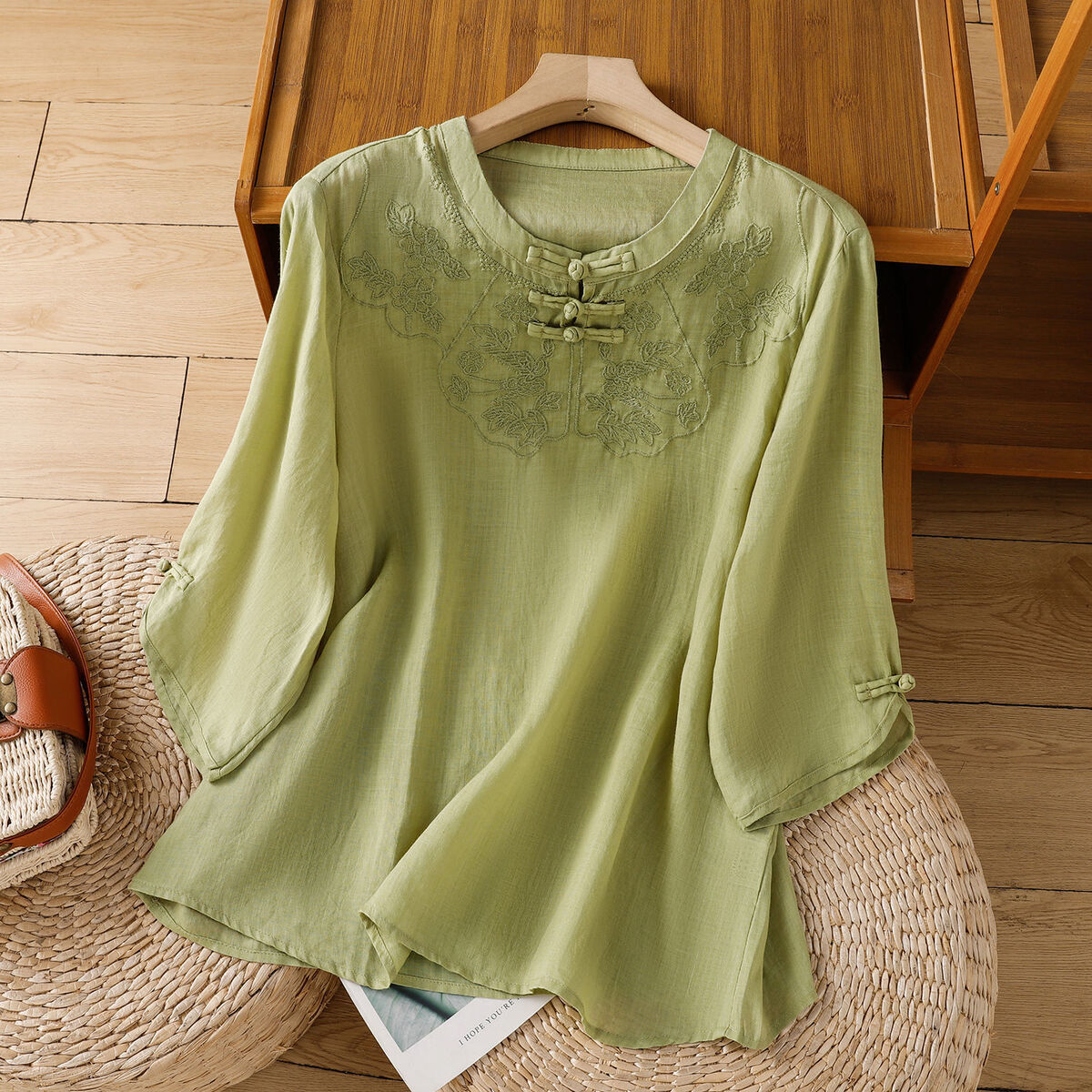 Chinese Style Round Collar But - Shirt Camp Collar 评论和价格