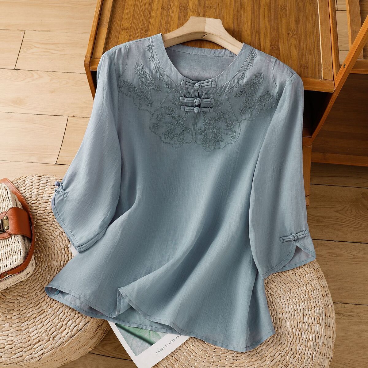Chinese Style Round Collar But - Shirt Camp Collar 评论和价格