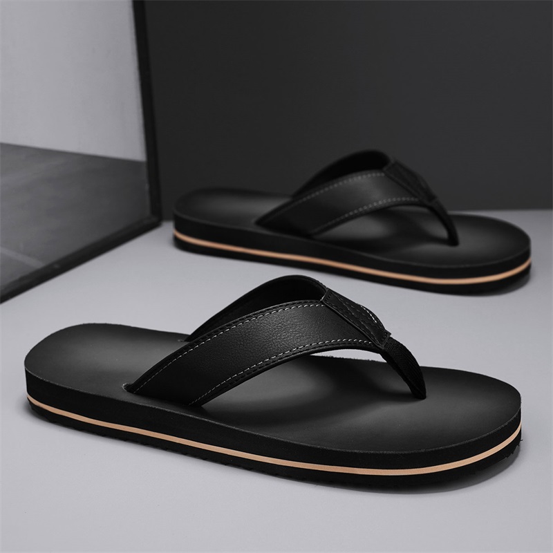 Men's Vintage Washed Faux Leat - Flip Flop Leather Men 评论和价格