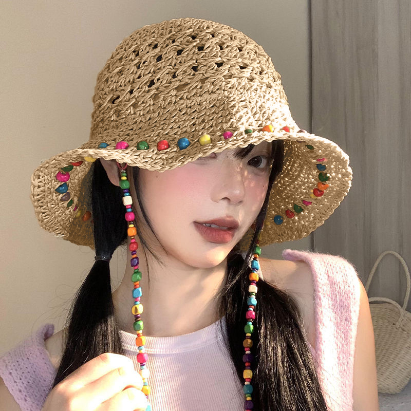 Retro Versatile Hollow Big Bri - Bucket Hat Straw 评论和价格