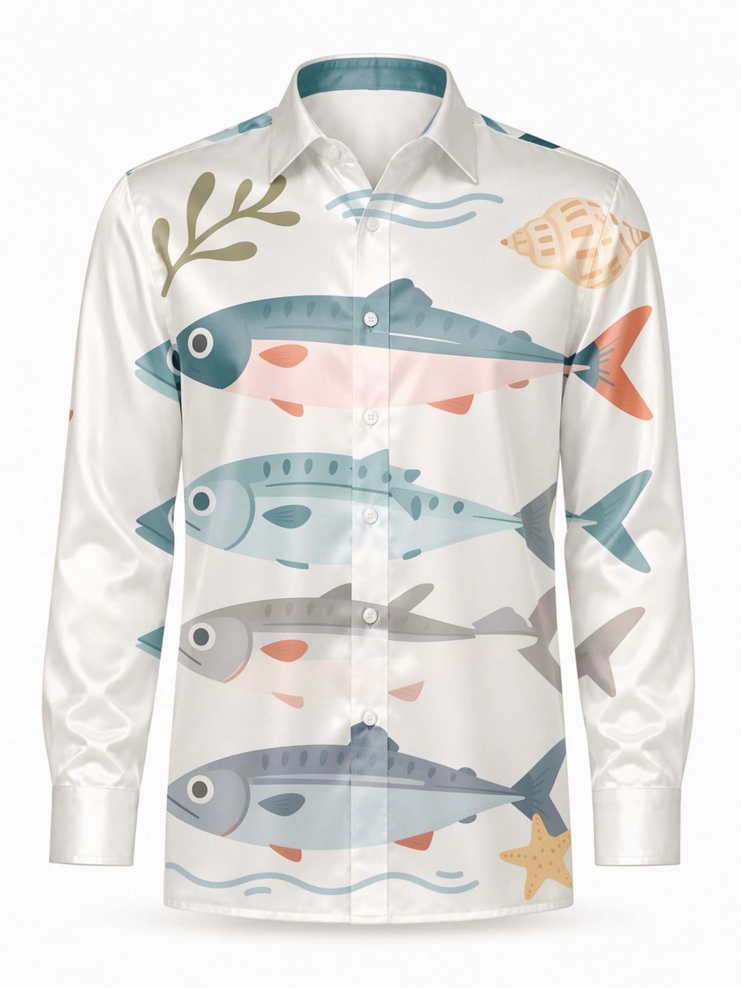 Mens Luxury Satin Long Sleeve  - Resort Shirt Floral 评论和价格