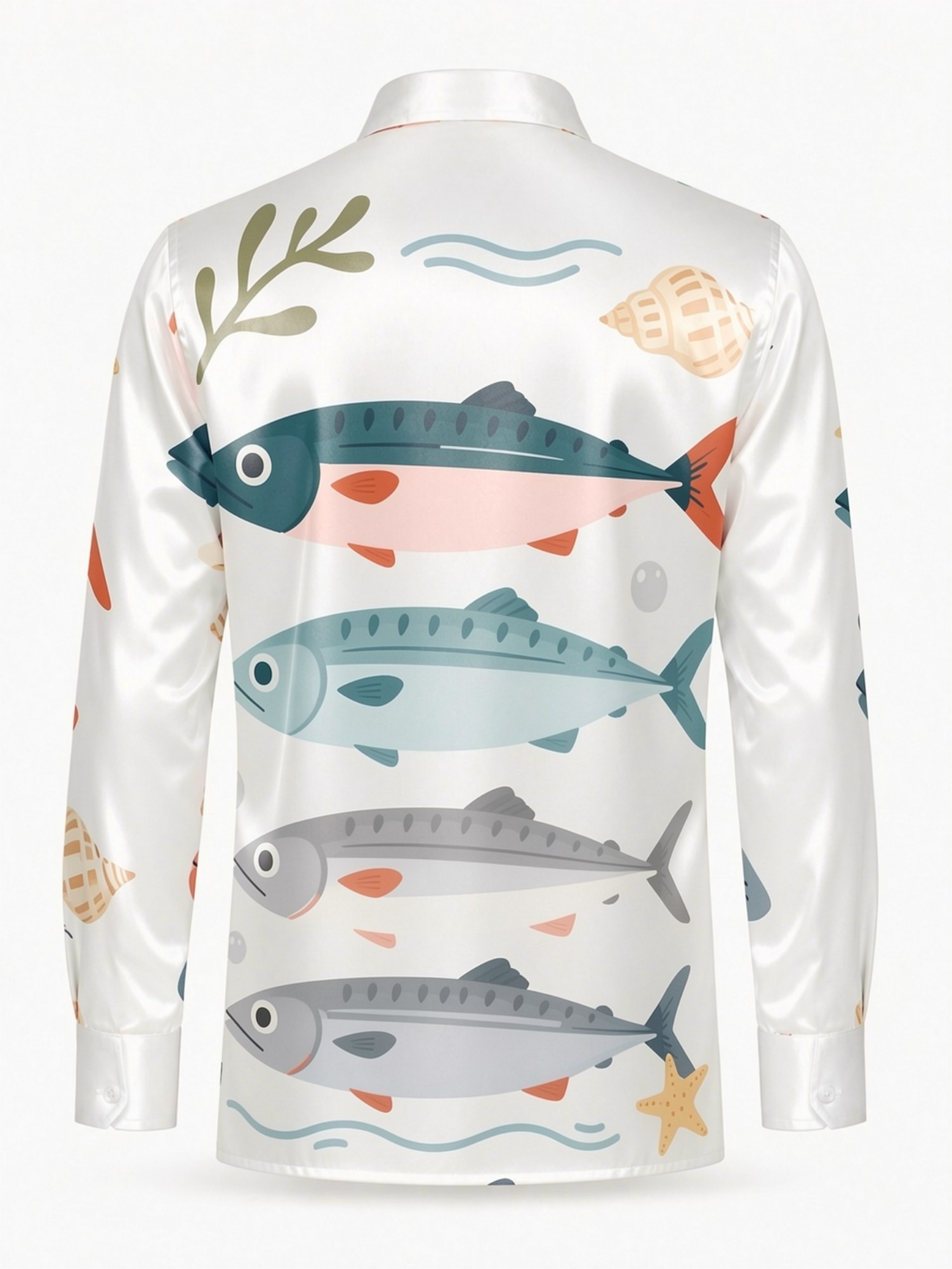 Mens Luxury Satin Long Sleeve  - Resort Shirt Floral 评论和价格