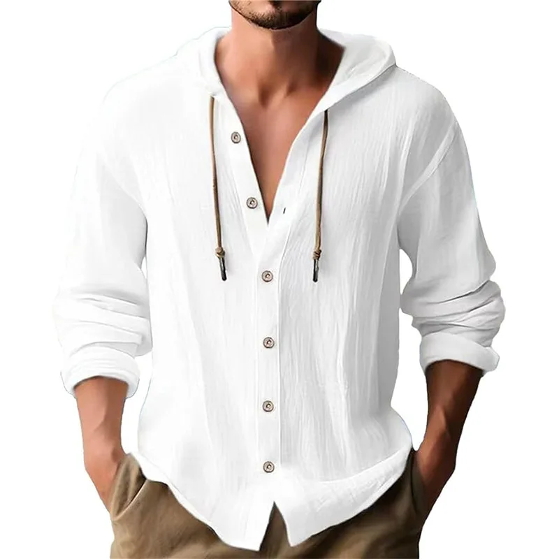 Men's solid color casual long- - Short Linen Drawstring 评论和价格