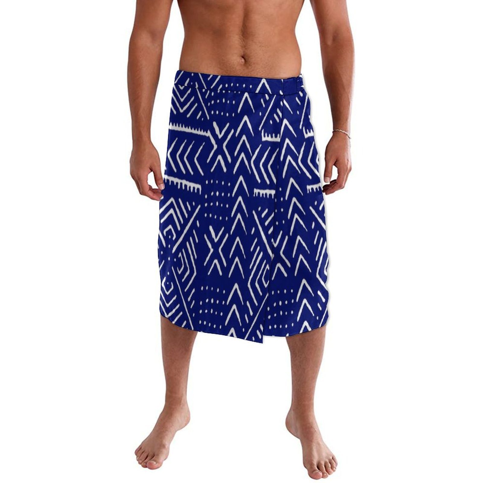 Blue Floral Polynesian Beach W - Sarong Men Wrap 评论和价格