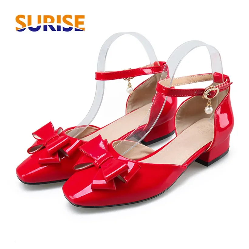Big Size Women Bowtie Pumps Ro - Casual Sandal Leather 评论和价格
