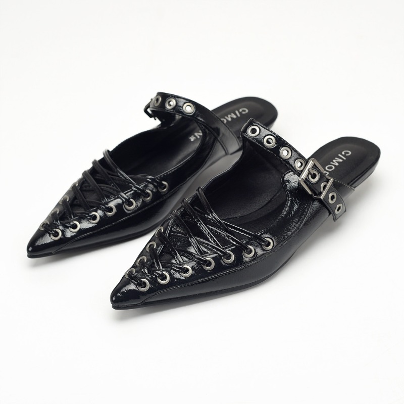 Pointed Toe Lace Up Women Slip - Casual Sandal Leather 评论和价格